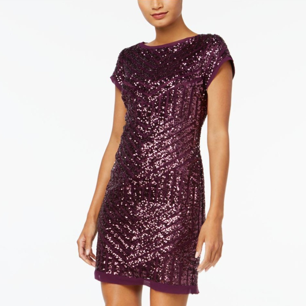 Vince Camuto Womens Geo Art Deco Sequin Dress NWT